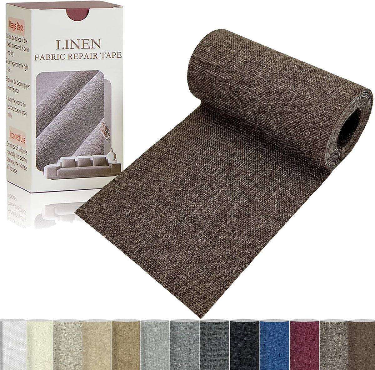 Linen Repair Tape 4x70 Inch Self-Adhesive Couch Patch Repair Fabric Patch for