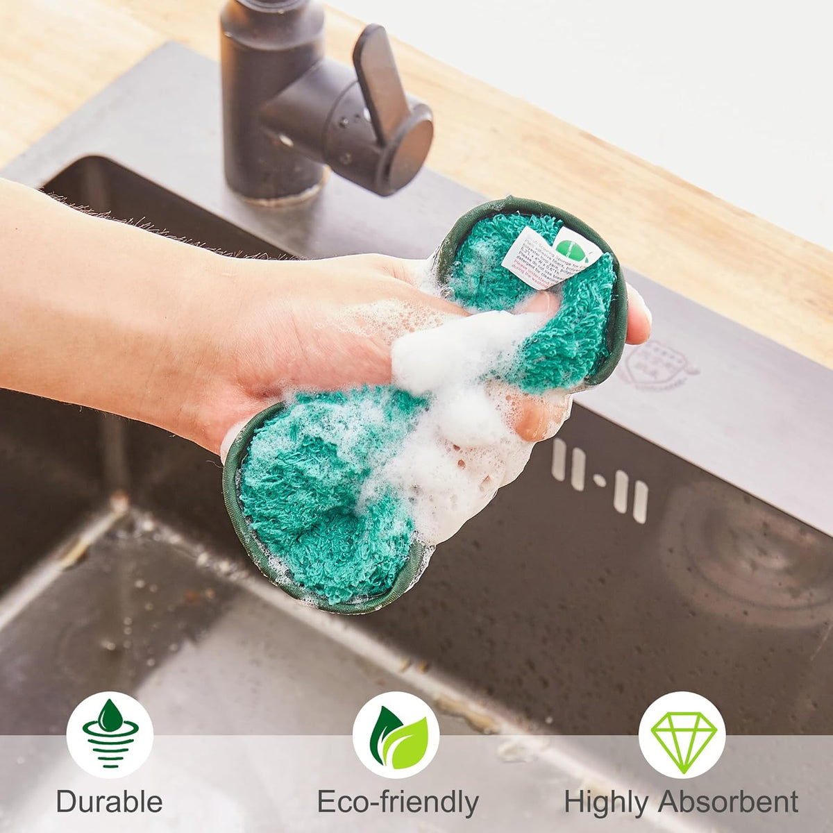 Multipurpose Sponges Kitchen,6 Pack Reusable Non-Scratch Scrub Sponge,Rough Scrubbers Side for Pots