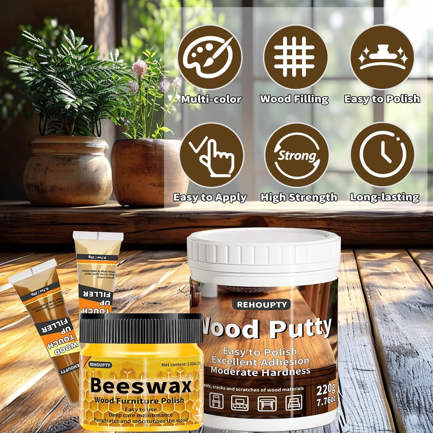 Wood Furniture Repair Kit, All-in-One Large Capacity Floor Repair Kit Include Wood Putty & 12