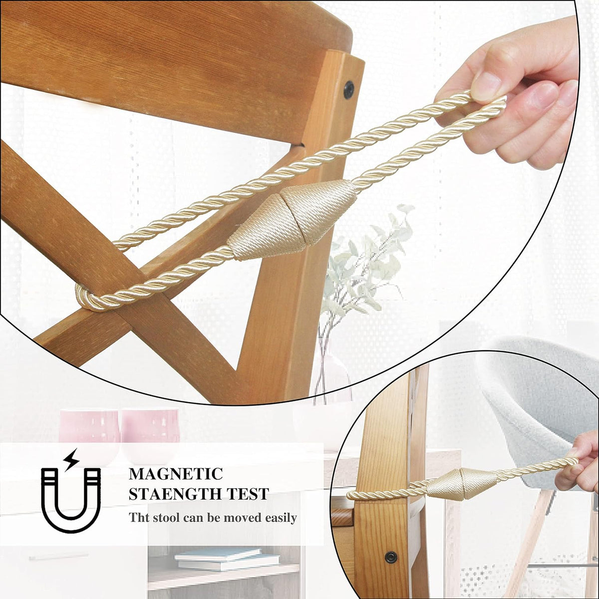 4 Pack Magnetic Curtain Tiebacks Rope Modern Handmade Curtain Tie Backs Decorative Drapes Weave