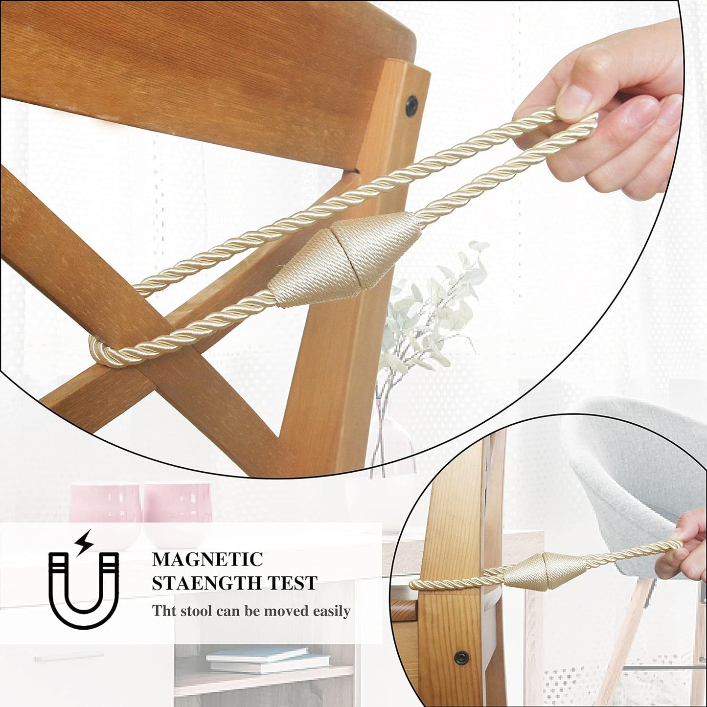 6 Pack Magnetic Curtain Tiebacks Rope Modern Handmade Curtain Tie Backs Decorative Drapes Weave