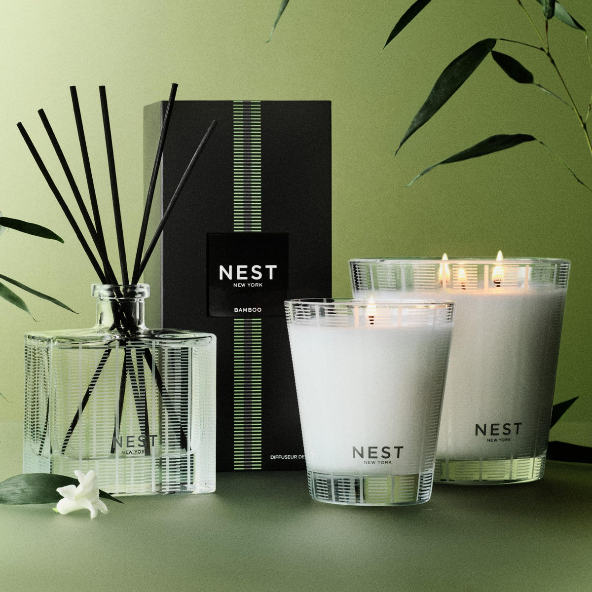 NEST New York Reed Diffuser, Bamboo - 5.9 fl oz - Fragrance for Up to 90 Days - Reusable