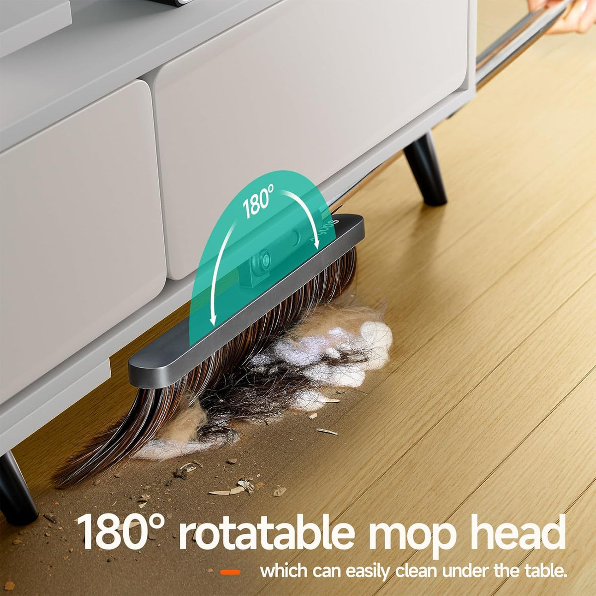 Broom and Dustpan Set for Home, Extra Brush Head & 51.6" Adjustable Long Handle, with Comb Teeth