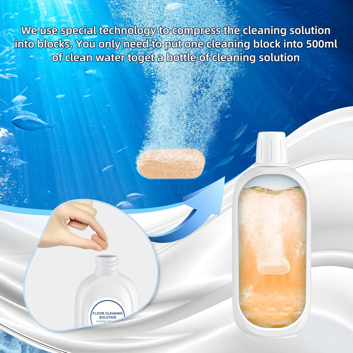 10 Bottles Compatible with Tineco Cleaning Solution Pet 500ml Per Bottle Orange Scents Floor