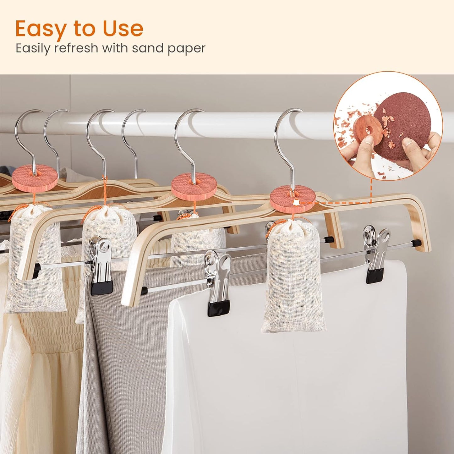 Homode Cedar Chips and Bags, Fresh Cedar Wood Rings and Sachets for Clothes and Shoes Storage