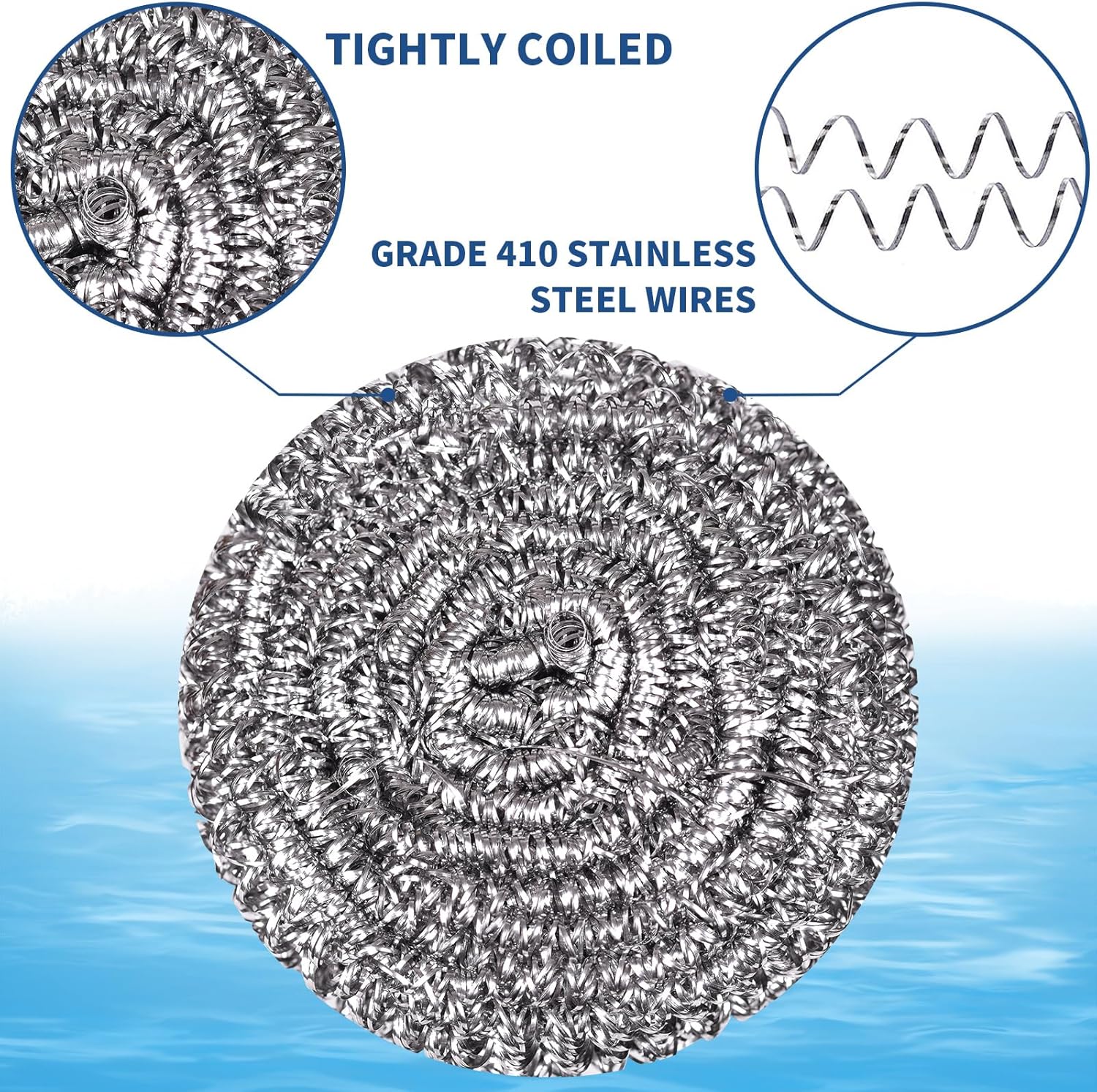 Stainless Steel Scrubber Scrubbing Scouring Pad Sponges Clean Pot Pan and Steel Wool for Kitchen