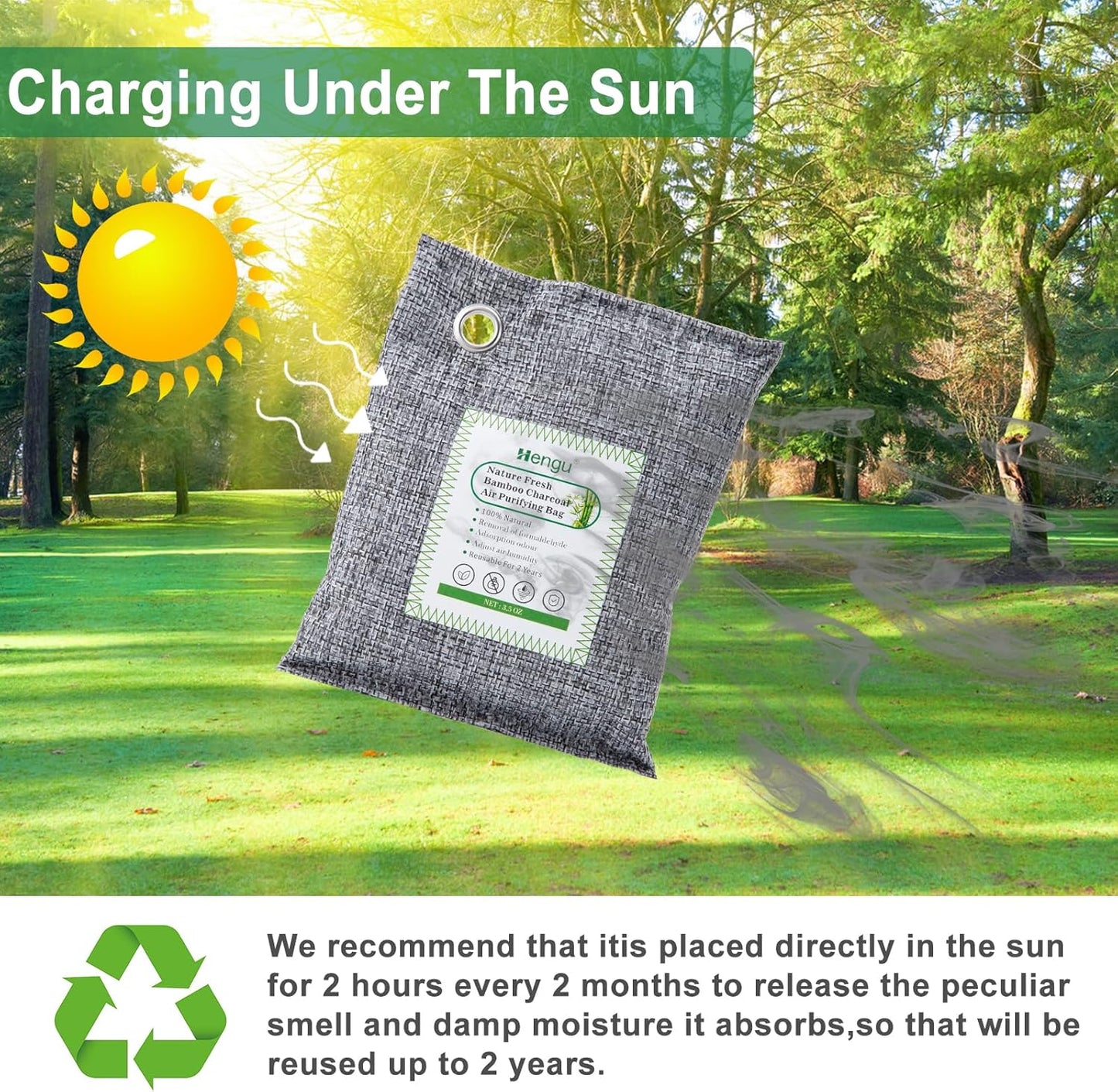 Activated Charcoal Odor Absorber (Large, 12 Pack, 100g each), Natural Charcoal Bags Odor Absorber