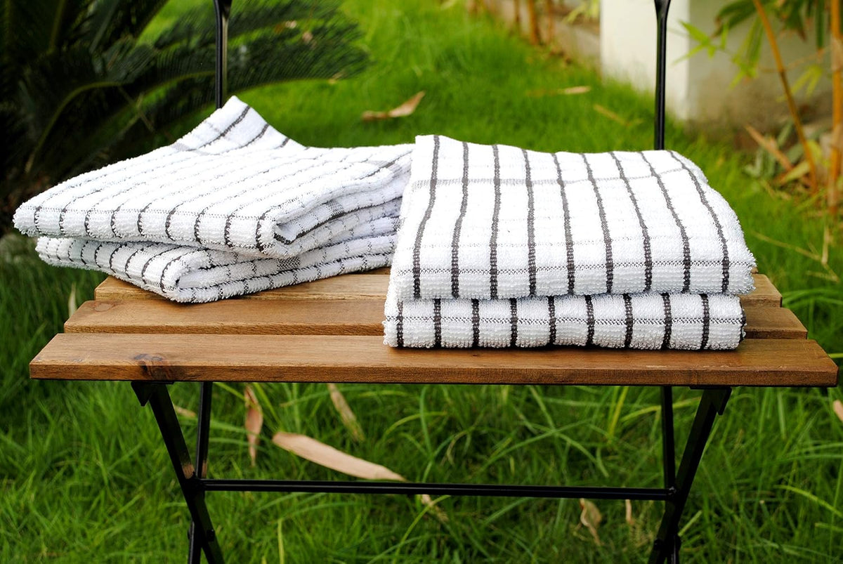 AMOUR INFINI Kitchen Towels Set of 4 - Highly Absorbent, Super Soft Terry Cotton 20x28 Inch Dish