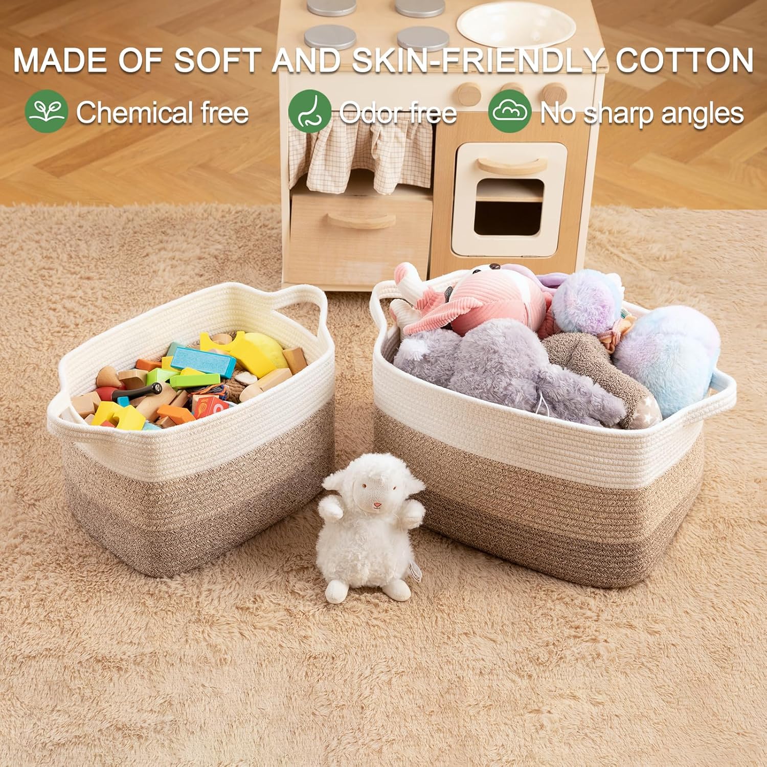 OIAHOMY Woven Storage Basket, Cotton Rope Baskets for Toys,Towel, Clothes, Used to Bathroom,Living