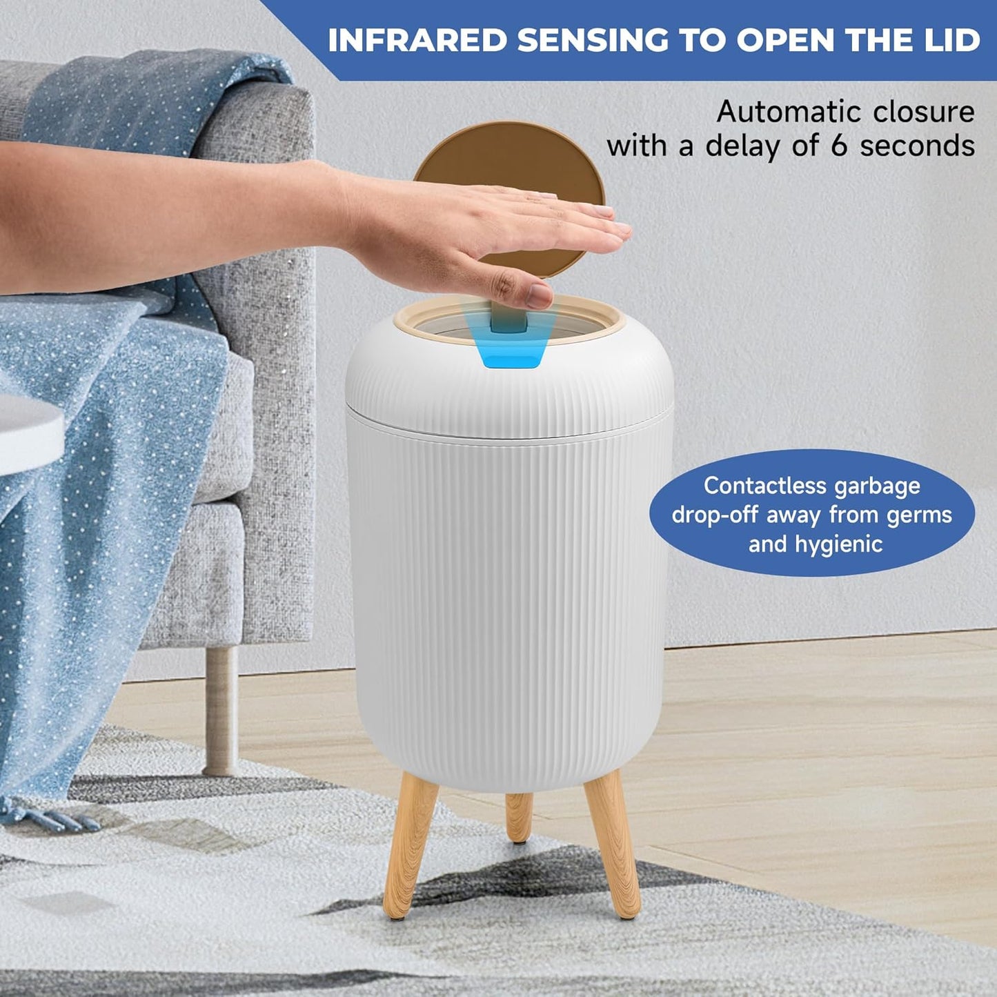 Pukomc Smart Sensor Wastebasket, Convenient and Hygienic Easy to Use, Technology Sensor Waterproof