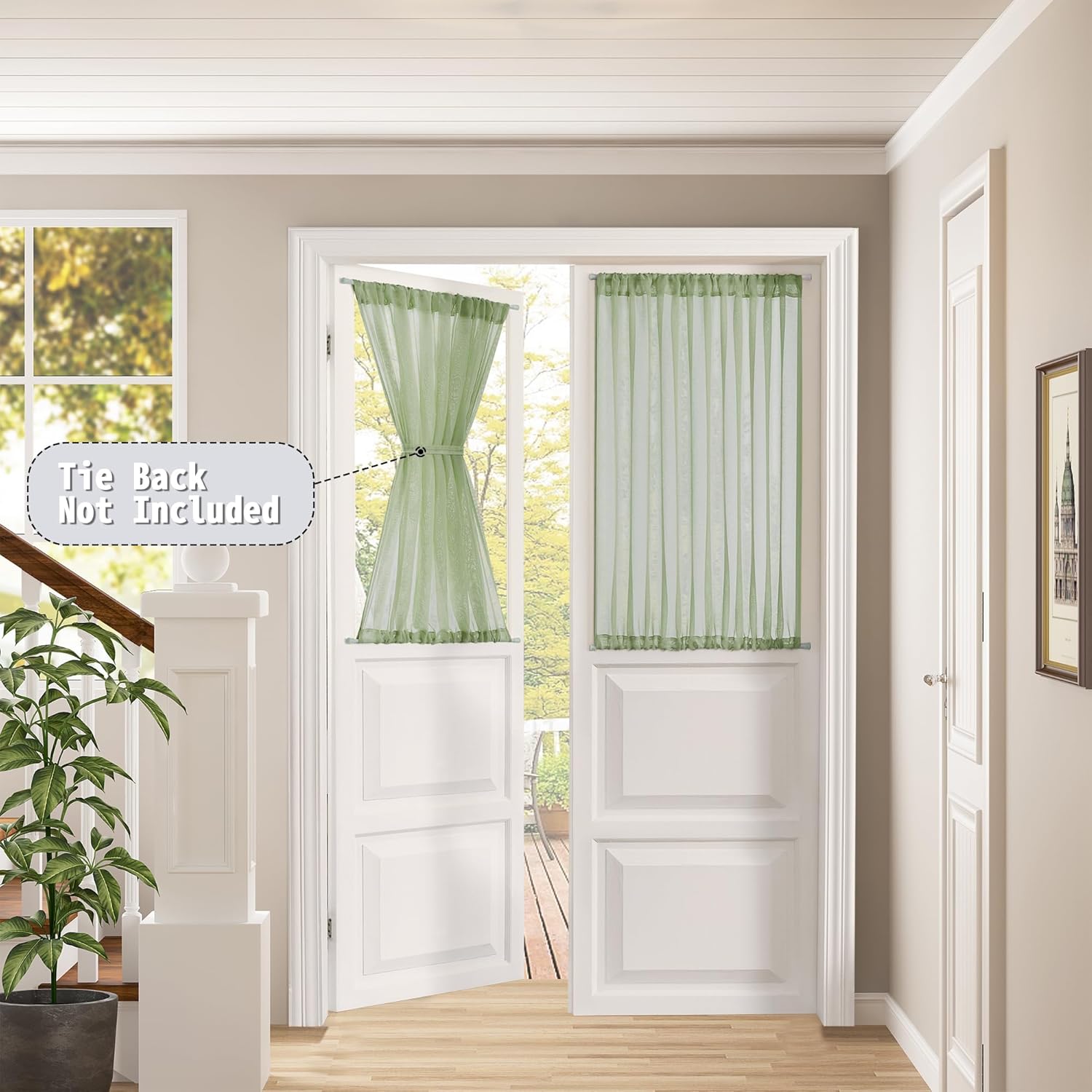 Tollpiz Sheer Door Curtains Closet Linen Textured Curtain Sheers Doorway Light Filtering Voile