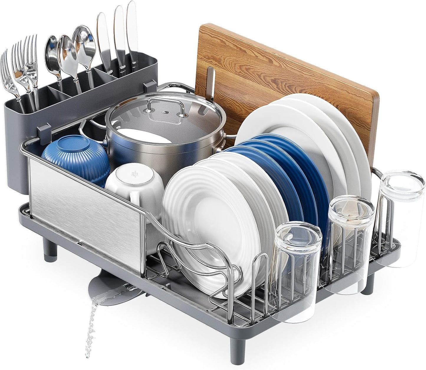 Stainless Steel Dish Drying Rack - Large Capcity 304 Grade Dish Drainer for Kitchen Counter with