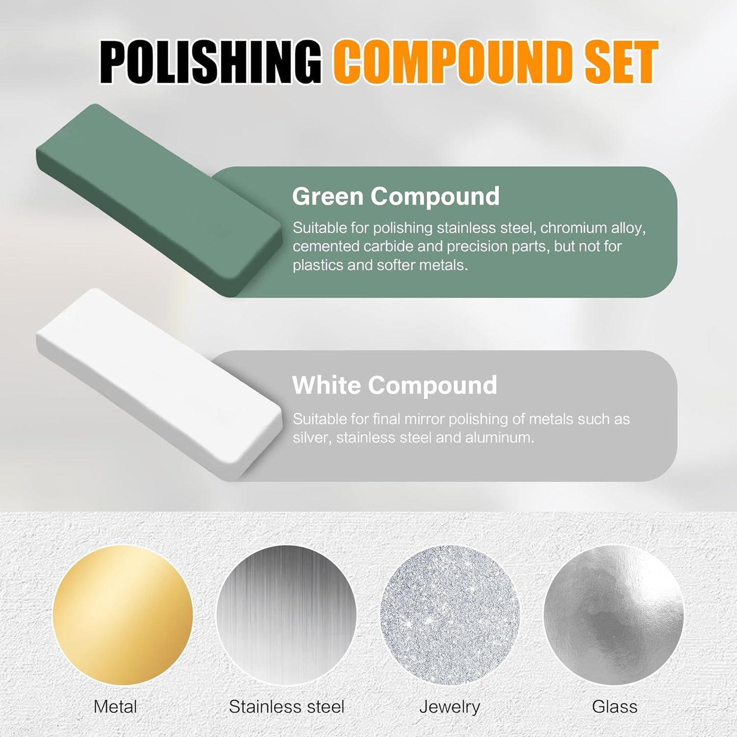 6pcs Buffing Wheel Kit Includes 4pcs 6 Inch Polishing Pads and 2pcs Polishing Compounds, for Bench