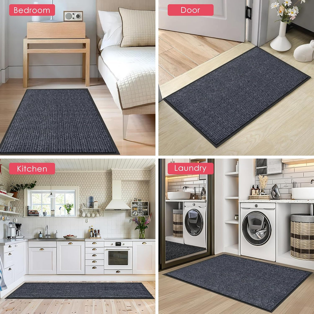 Kuyal Front Door Mat, 2'x4' Indoor Outdoor Entrance, Commercial Floor Inside Outside Entrance