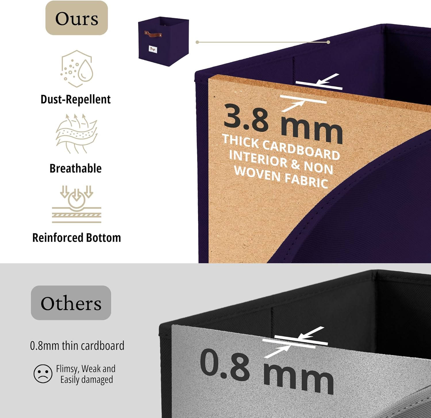 DECOMOMO Storage Bins, Cube Storage Bin with Labels, Fabric Storage Cubes for Shelves (10.5" x 11"