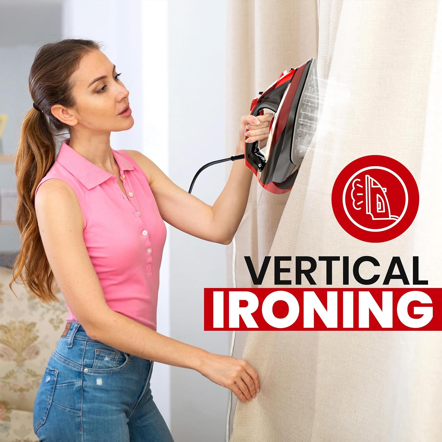 Utopia Home Steam Iron for Clothes - Non-Stick Soleplate - 1800W Clothes Iron With Auto-Off Safety