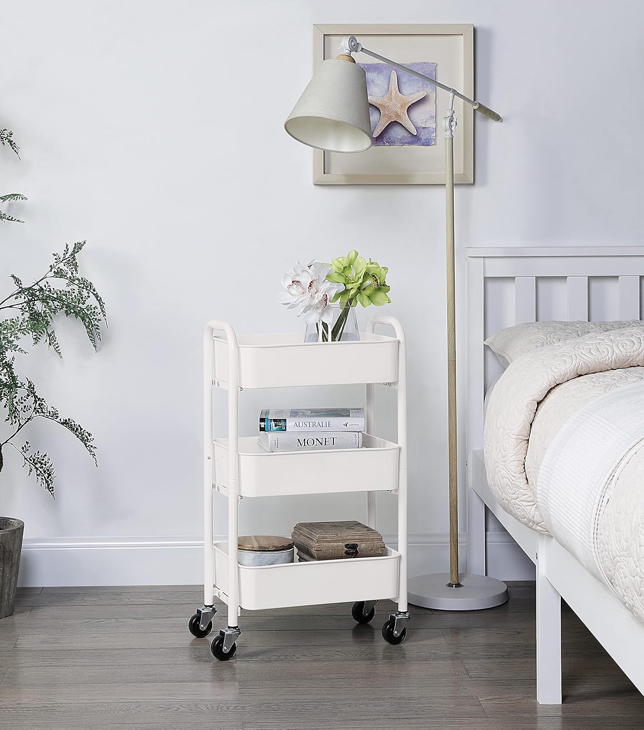 SunnyPoint 3-Tier Delicate Compact Rolling Metal Storage Organizer - Mobile Utility Cart