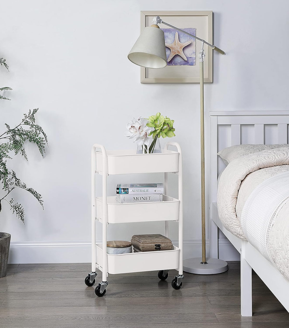 SunnyPoint 3-Tier Delicate Compact Rolling Metal Storage Organizer - Mobile Utility Cart