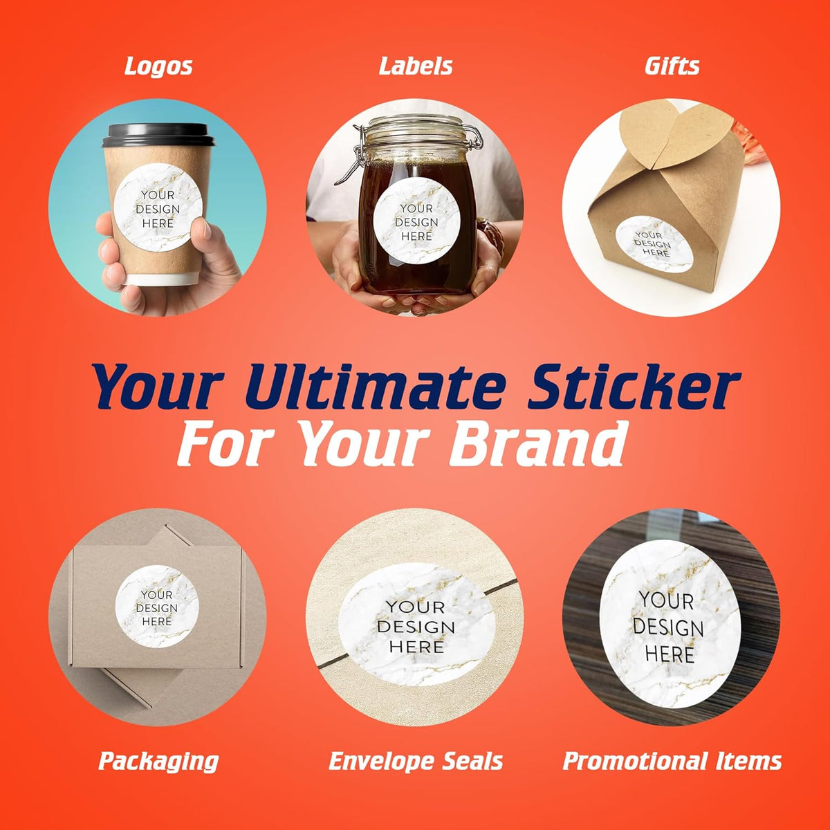 100 Custom Vinyl Stickers - Upload Your own Image, Text, Design, Logo - Personalized Logo Labels