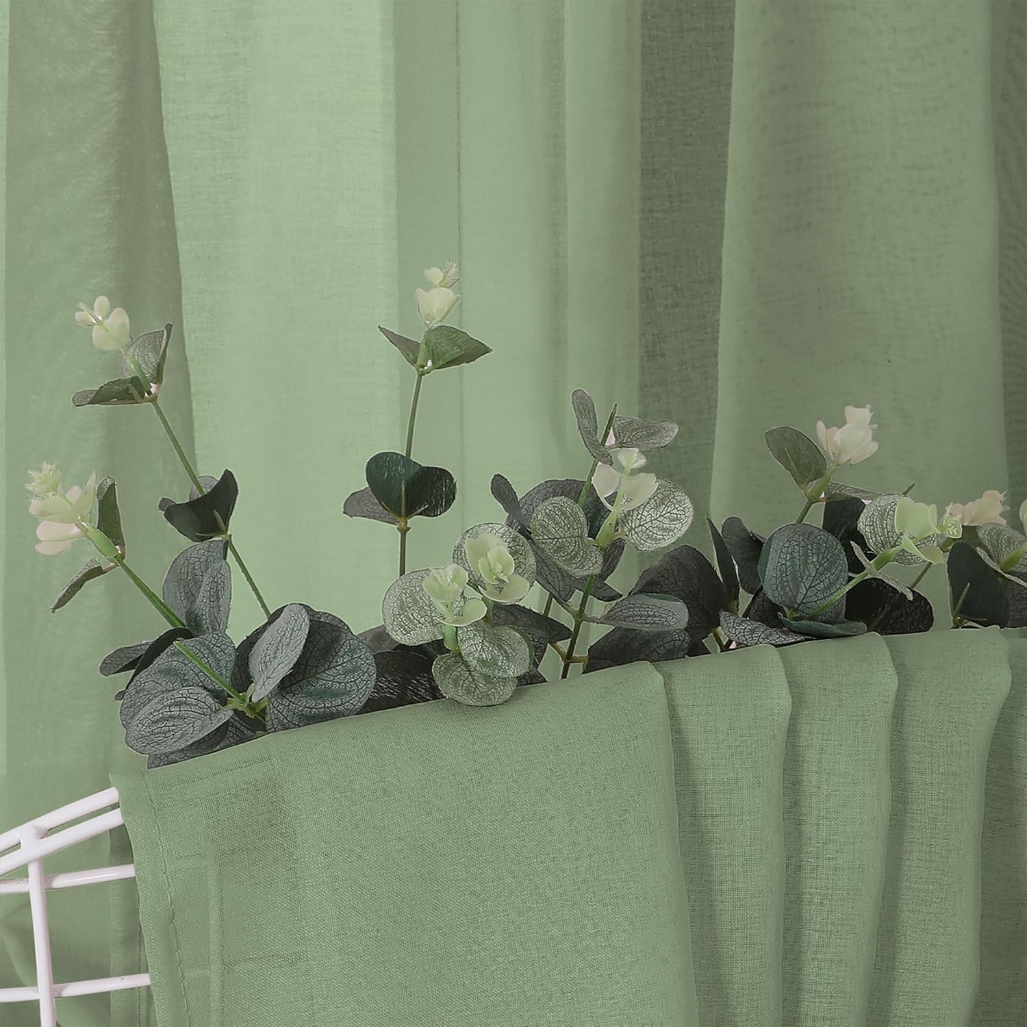 Tollpiz Sheer Tier Curtains Kitchen Linen Textured Half Curtain Sheers Light Filtering Rod Pocket