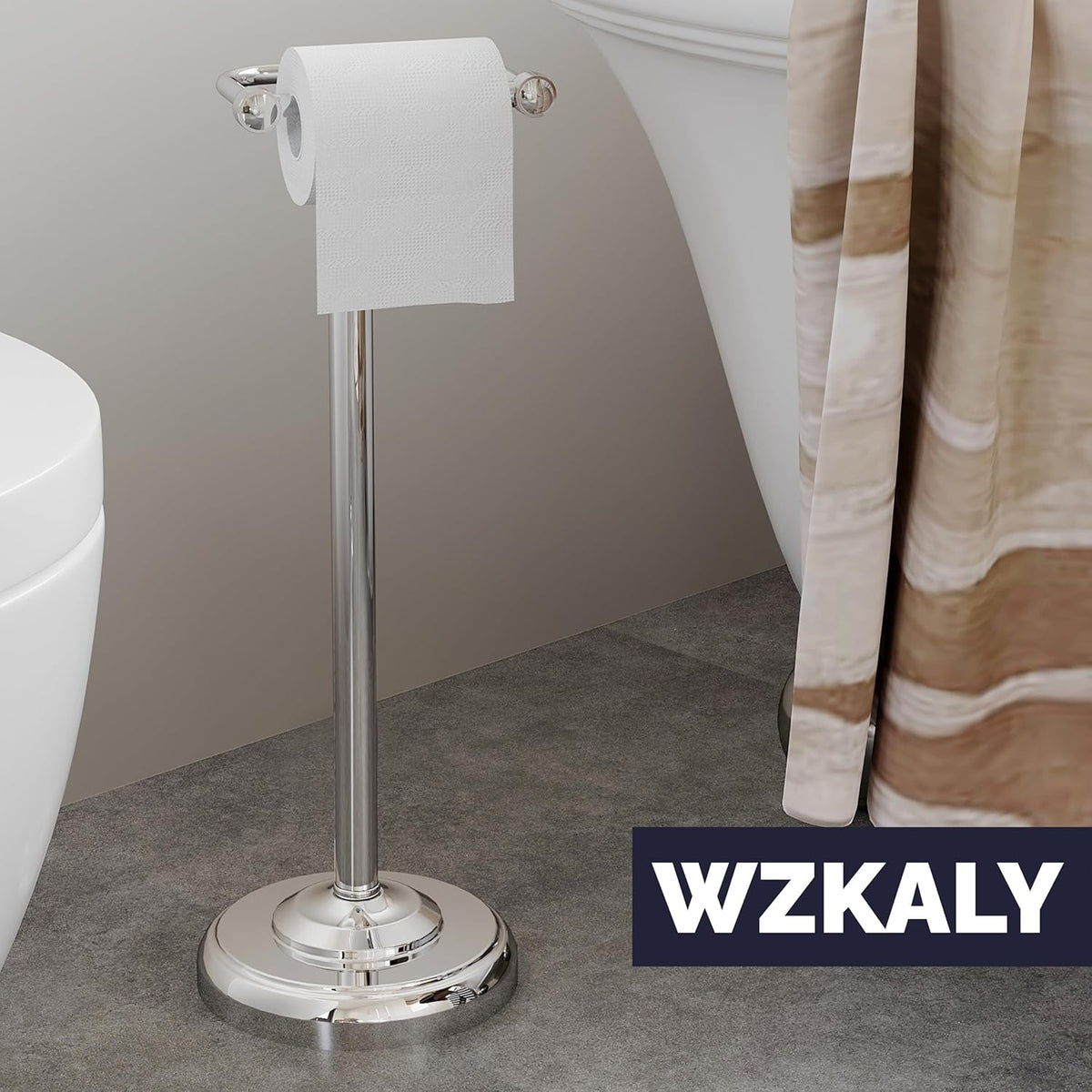 Toilet Paper Holder Stand, Polished Chrome Toilet Paper Holder Free Standing, Post Pivoting Design
