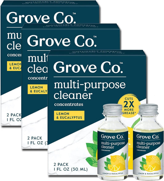 Grove Co. Multi-Purpose Cleaner, Refill Concentrate (6 x 1 Fl Oz) Plant-based Household Cleaning