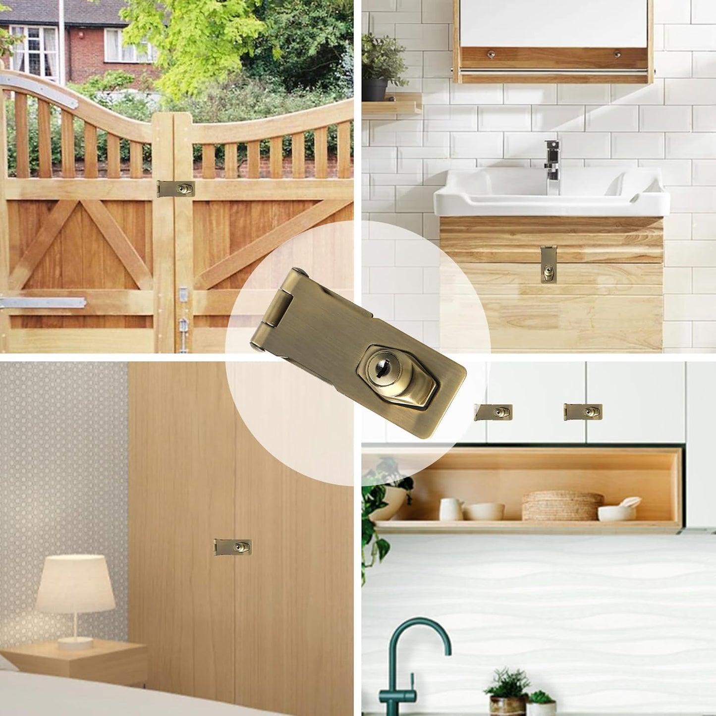Alise Keyed Hasp Lock,4 Inch Safety Packlock Clasp Hasp Lock Latch with Lock,Door Hinge Lock with