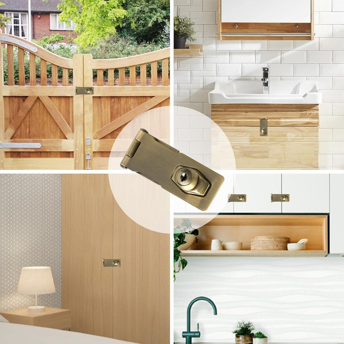 Alise Keyed Hasp Lock,4 Inch Safety Packlock Clasp Hasp Lock Latch with Lock,Door Hinge Lock with