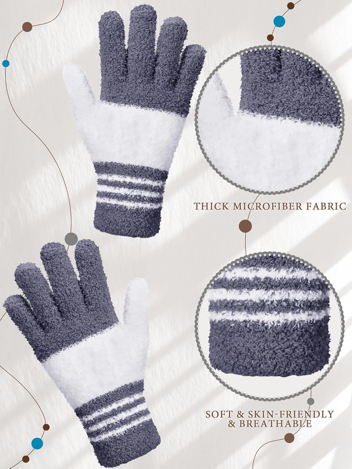 Patelai 3 Pairs Microfiber Plant Dusting Gloves Leaf Cleaning Gloves for Indoor Plants, Blinds