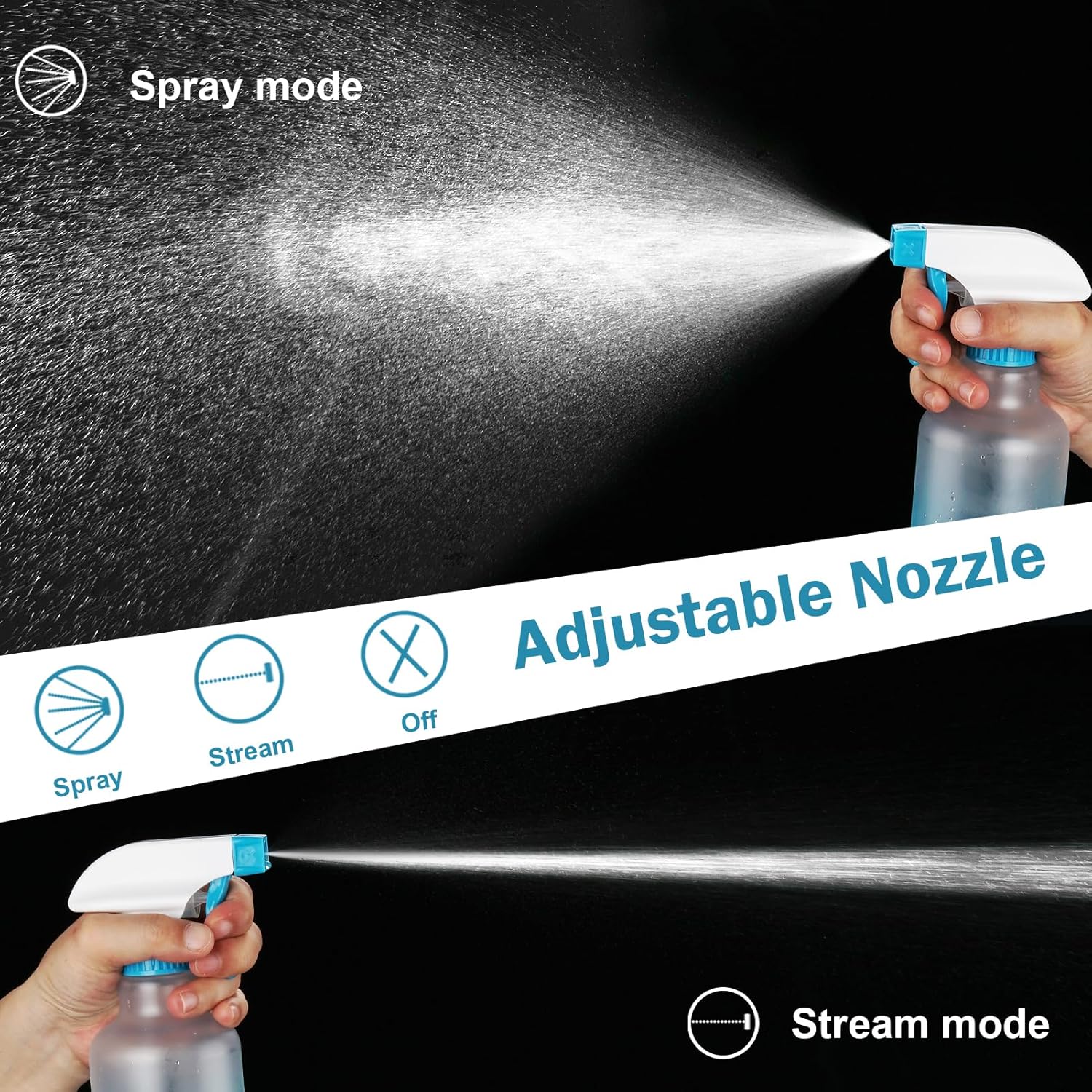Spray Bottles 16.9oz/500ml Plastic Spray Bottle for Hair Mist/Stream Empty Spray Bottle Heavy Duty