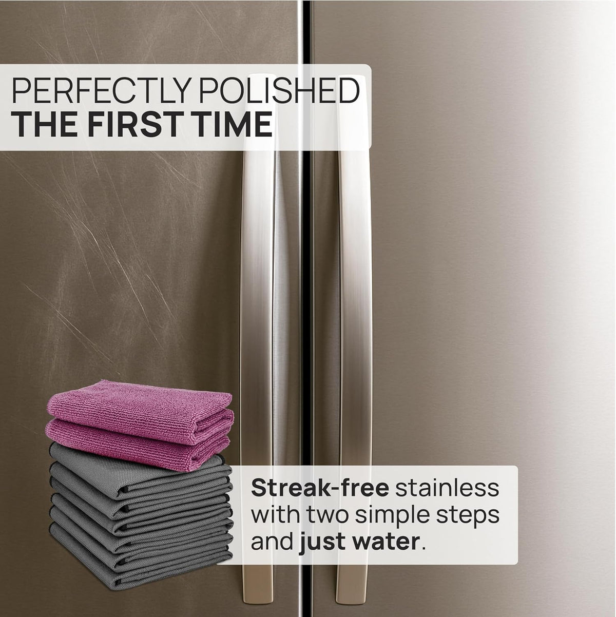 Claro Stainless Steel Cleaner Cloth 8-Pack – Microfiber Cleaning Cloths for Appliances, Sinks &