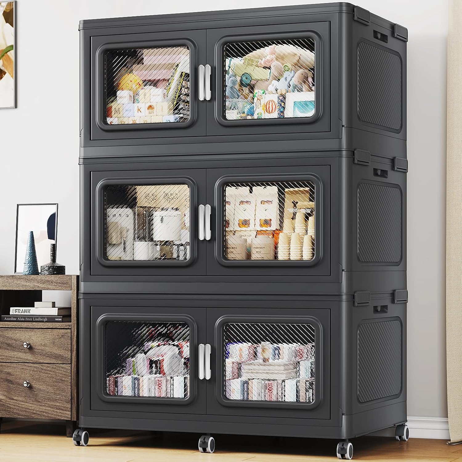 BROVIEW 660 Qt Stackable Storage Bin with Lids, 165Gal Extra Large Collapsible Storage Boxes