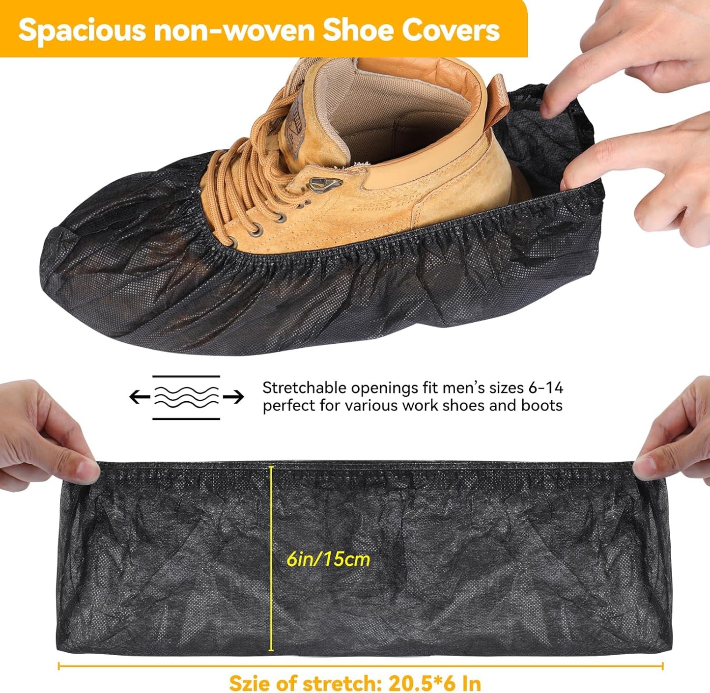 100Pcs Shoe Covers Disposable Non Slip, Large Size Non-Woven Boot Covers, Breathable and Durable