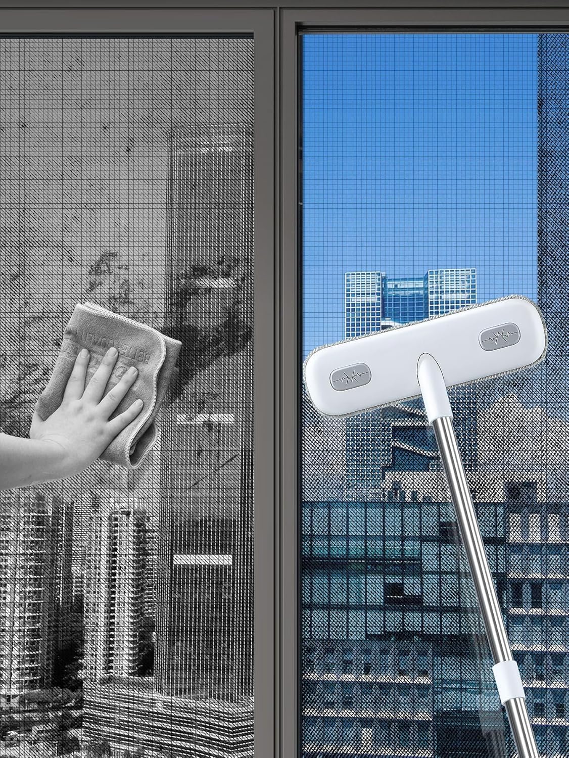IMHO Cleaning Brush for Window Screen, Screen Cleaner Tool, 2 in 1 Mesh Screen Cleaning Brush