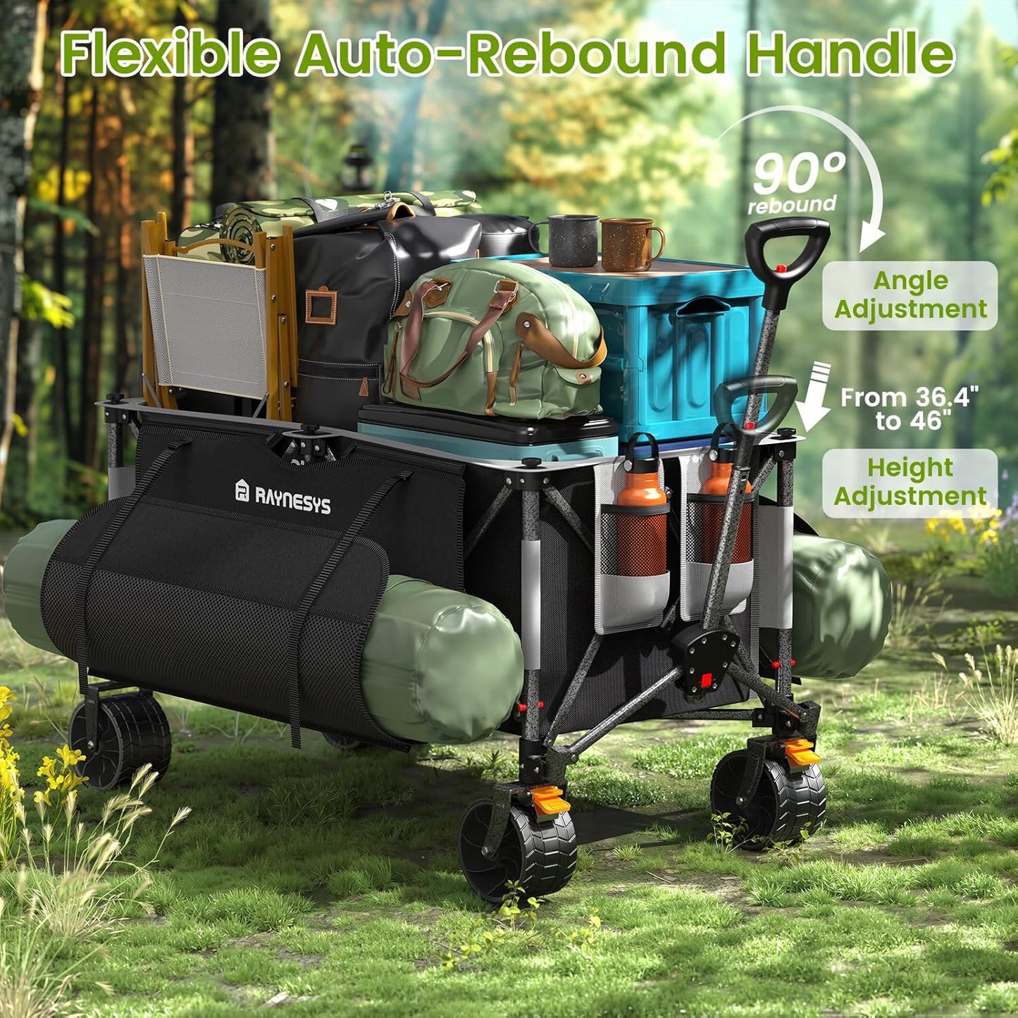 300L Collapsible Wagons Cart with Wheels Foldable, 440lbs Heavy Duty Folding Wagon, Upgraded