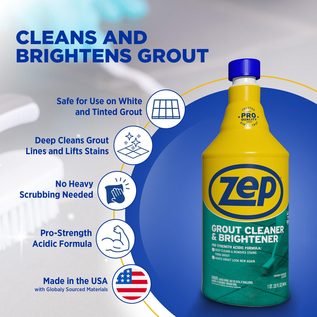 Zep Grout Cleaner and Brightener, 32 Ounce (1 Bottle), ZU104632 – view 2