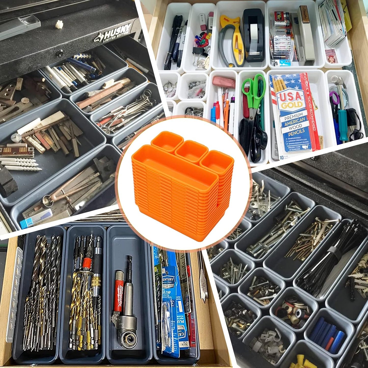 42 Pack Tool Box Organizer Tool Tray Dividers, Rolling Tool Chest Cart Cabinet Workbench Desk