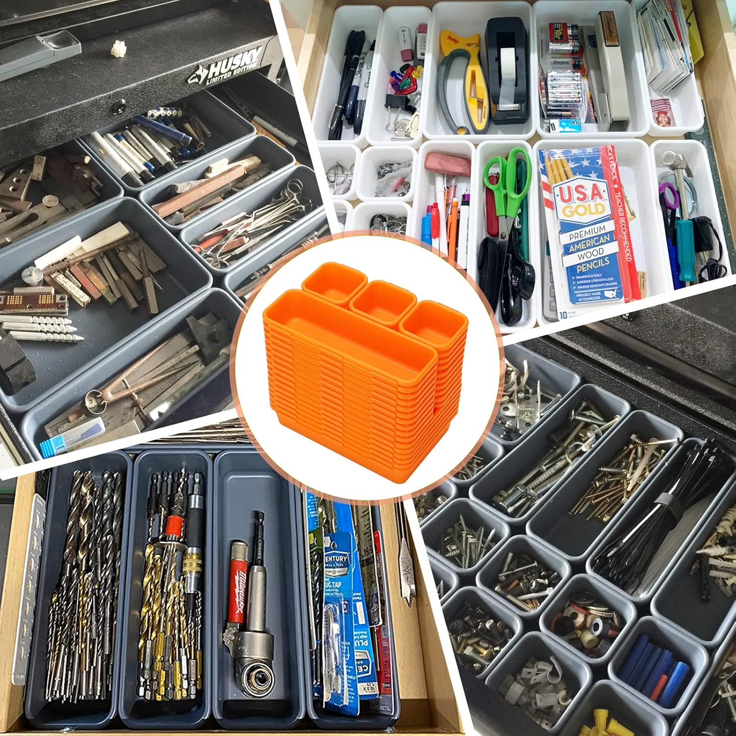 42 Pack Tool Box Organizer Tool Tray Dividers, Rolling Tool Chest Cart Cabinet Workbench Desk