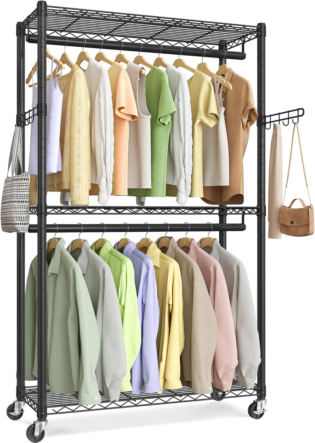 SONGMICS Heavy-Duty Rolling Clothes Rack, Garment Rack, Portable Closet, 35.4-Inch Wide Clothing