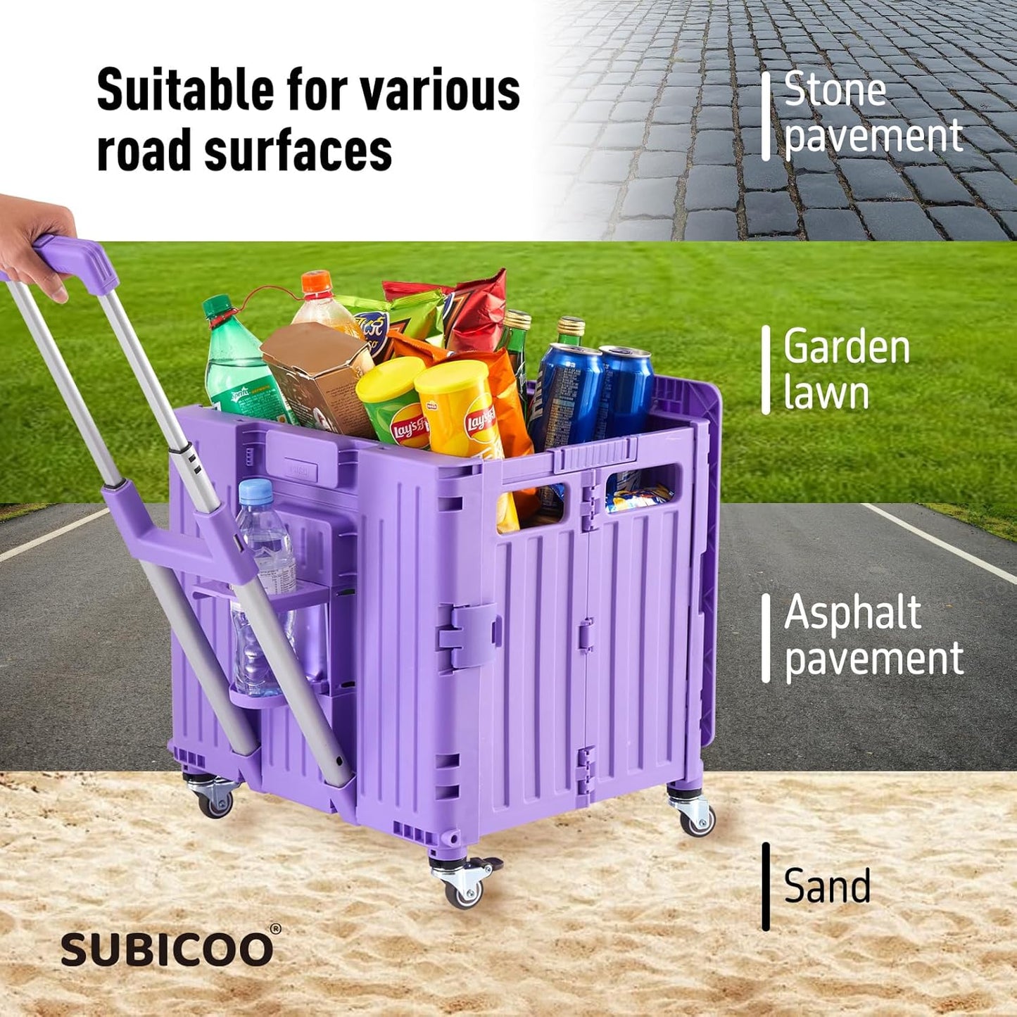 Folding Utility Cart Portable Rolling Crate Handcart Shopping Trolley Collapsible Tool Box, with
