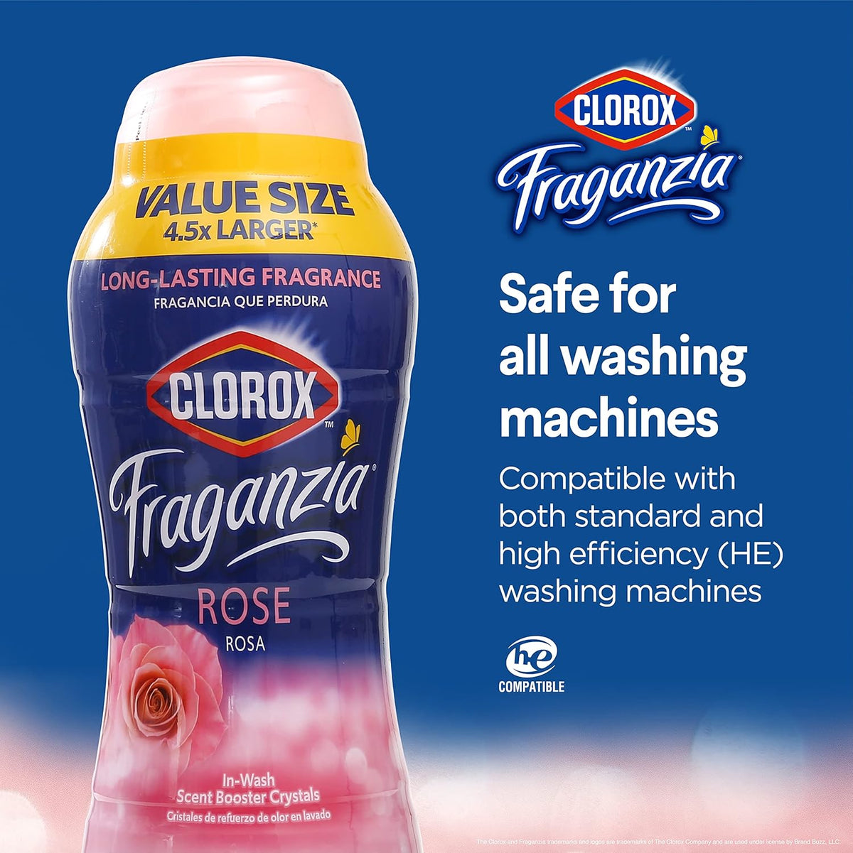Clorox Fraganzia Laundry Scent Booster Crystals in Rose Scent - Scented In-Wash Freshener Beads for