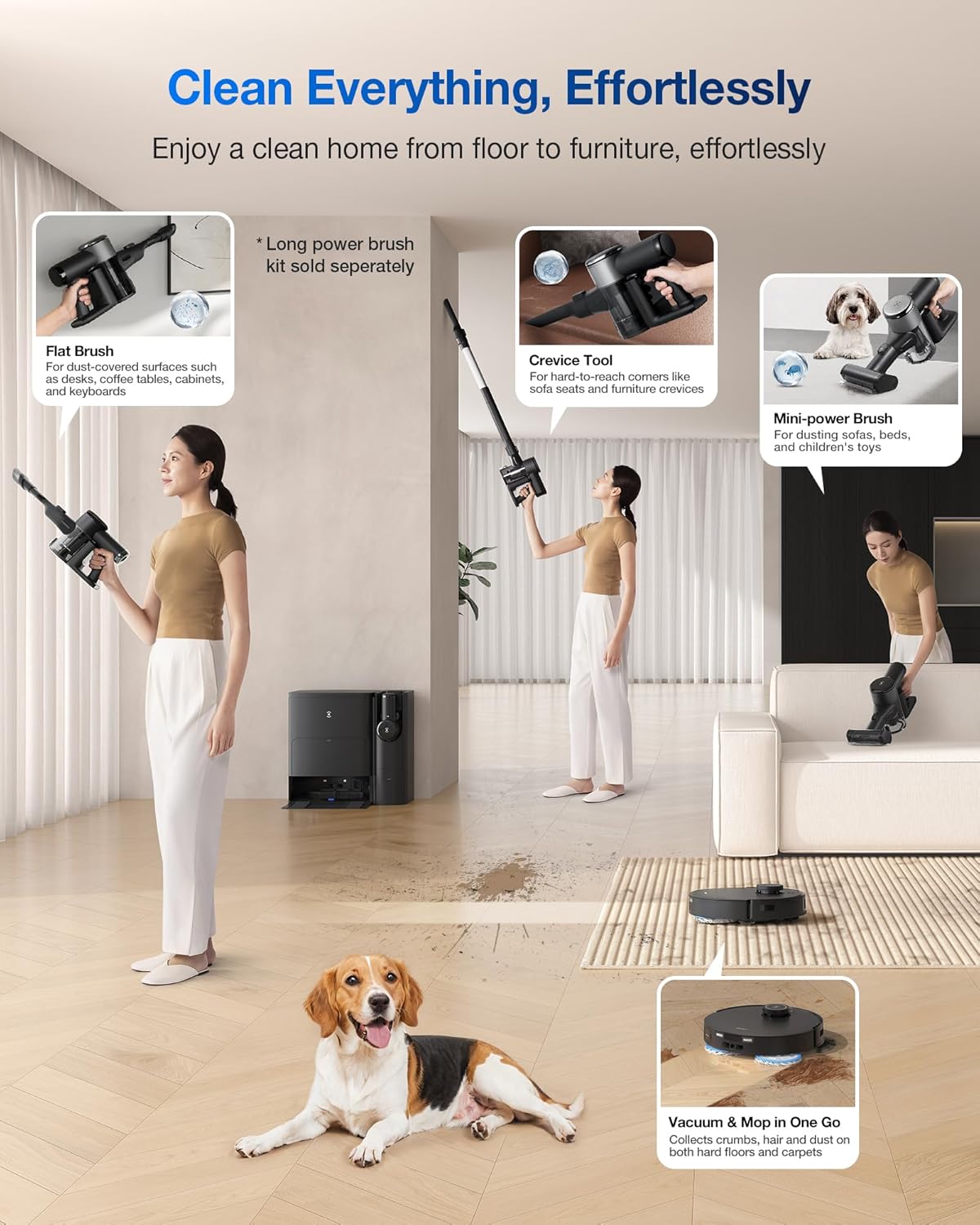 ECOVACS DEEBOT T30S Combo Robot Vacuum and Mop, All-in-One Cleaning Hub, 11000Pa, ZeroTangle