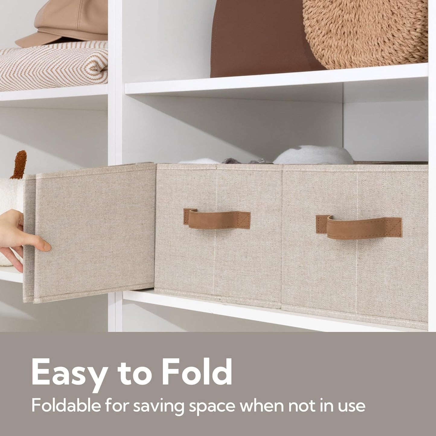 StorageWorks Storage Baskets for Shelves, Foldable Fabric Closet Storage Bins with Handles, Clothes