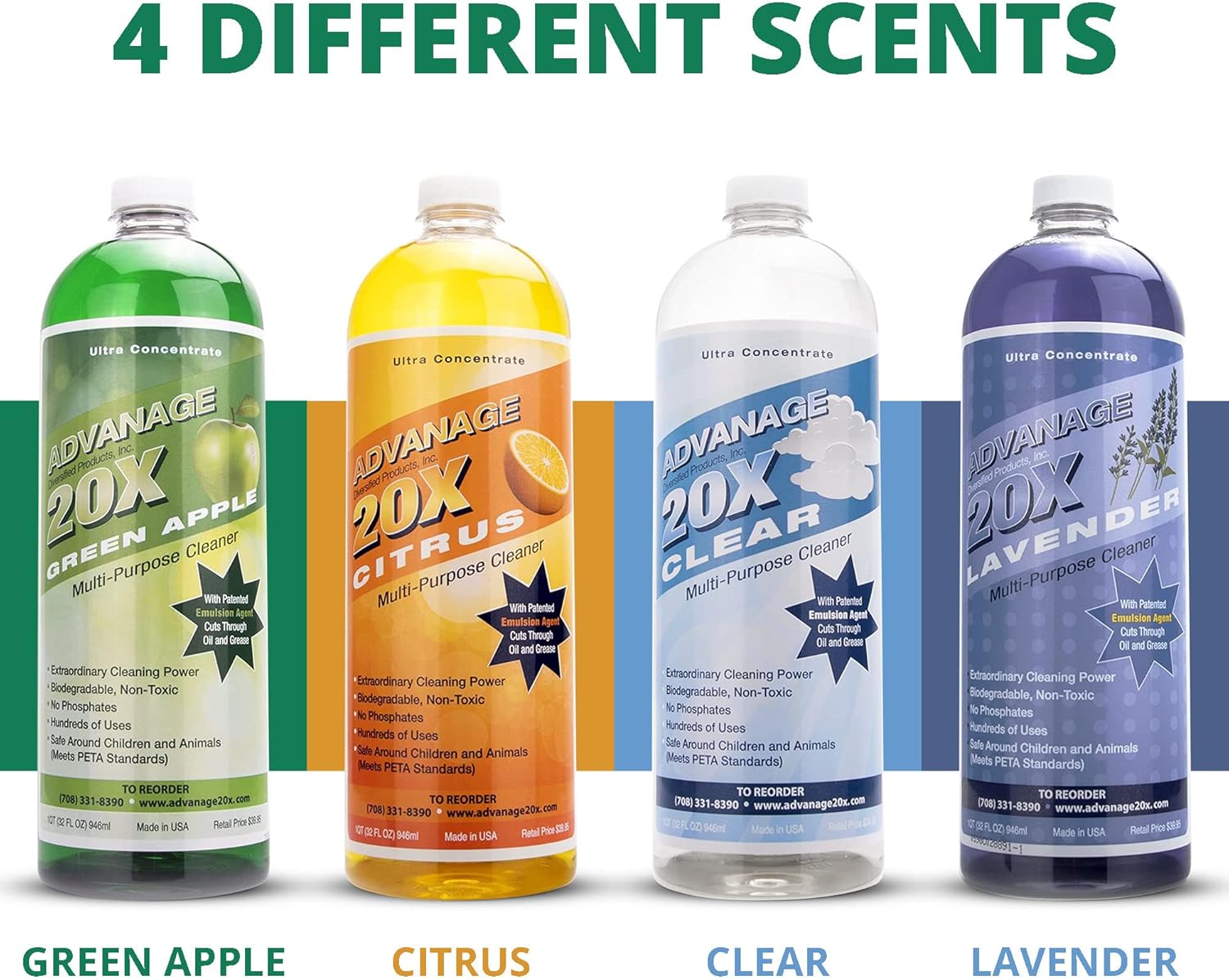 Advanage 20X All Purpose Cleaner Concentrate – Green Apple Eco-Friendly Heavy Duty Degreaser