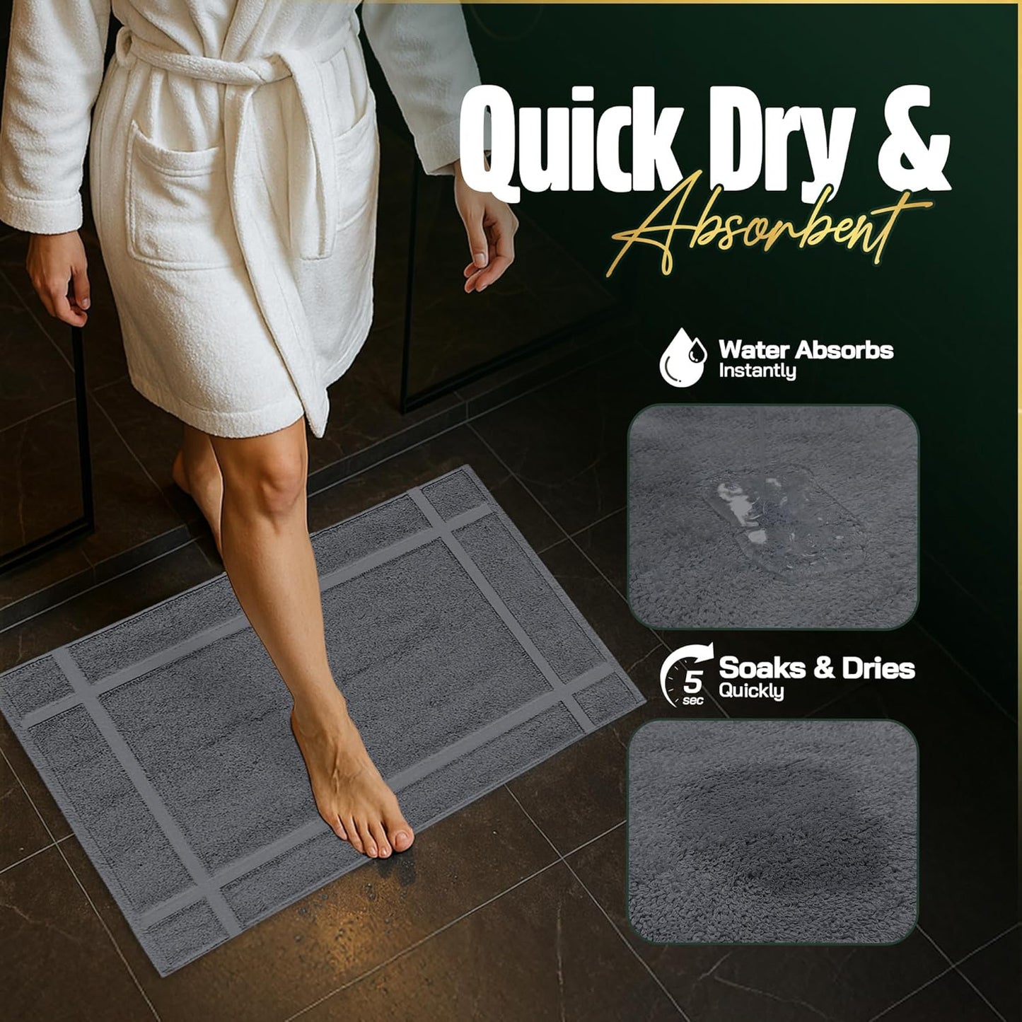 Pearl Linens Pack of 6 Washable Cotton Bath Mat 18x25 - Soft & Absorbent Quick Dry Bathroom Mat