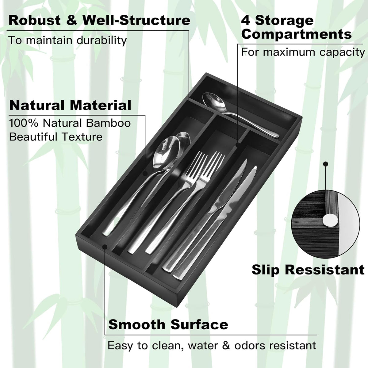 Silverware Organizer Small Bamboo Kitchen Drawer Organizer Utensil Organizer Silverware Holder