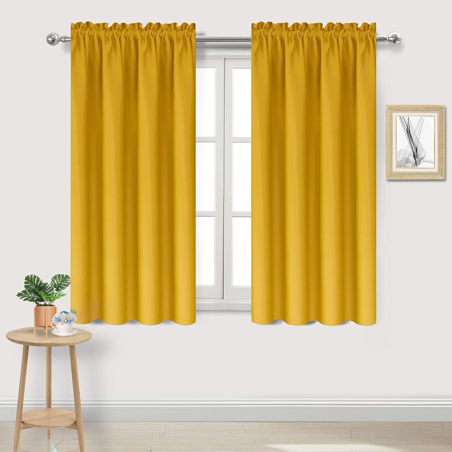 DWCN Yellow Room Darkening Blackout Curtains - Thermal Insulated Privacy Energy Saving Window