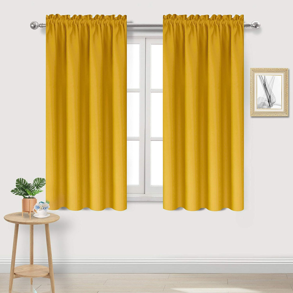 DWCN Yellow Room Darkening Blackout Curtains - Thermal Insulated Privacy Energy Saving Window