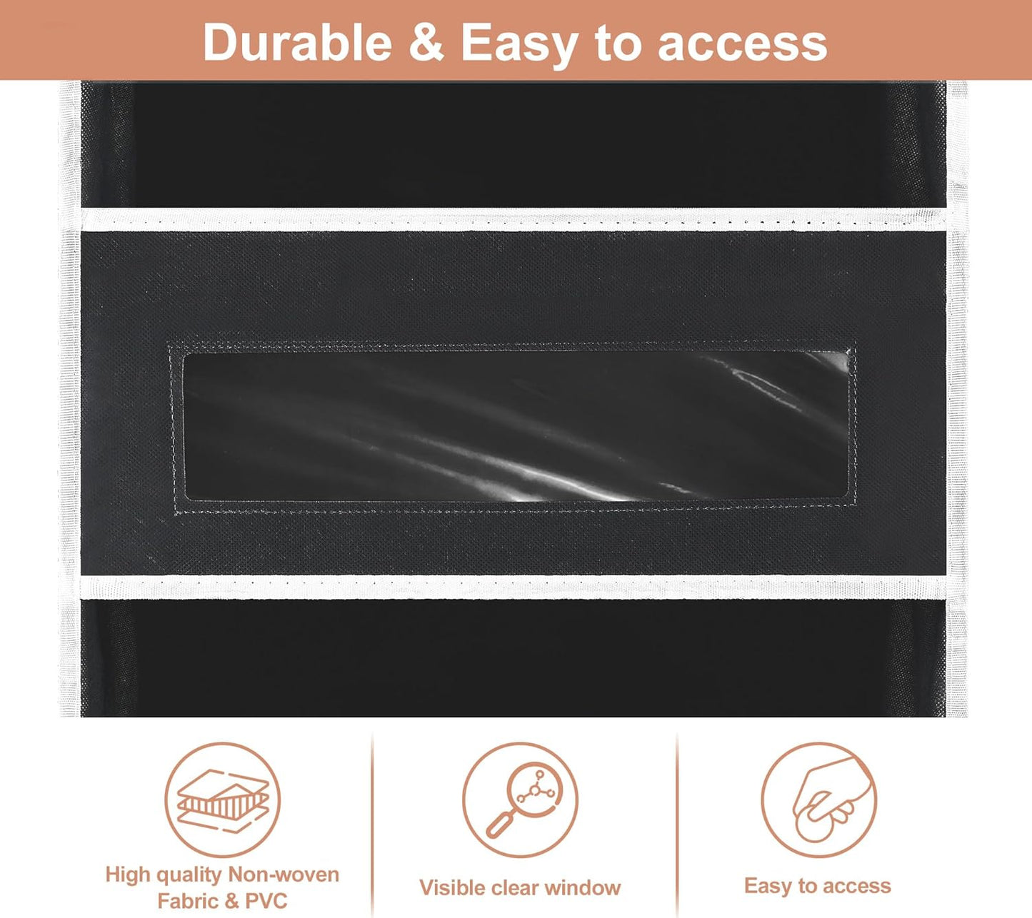 2 Packs 5-Tier Over the Door Storage Organizer with 10 Side Mesh Pockets, 48 lbs Load Capacity, 3