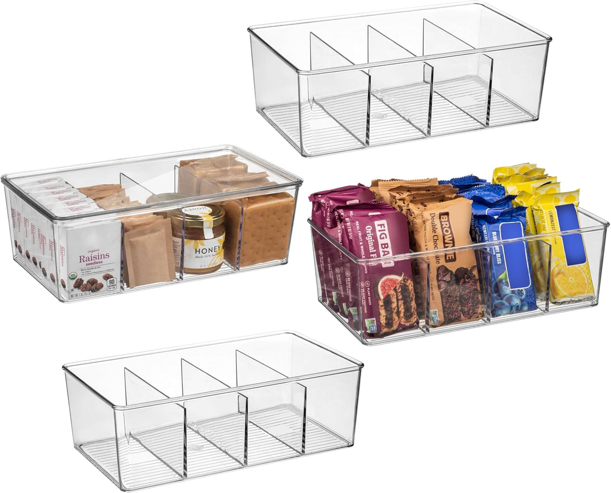 ClearSpace Plastic Pantry Organization and Storage Bins with Dividers & Lids – Perfect Kitchen